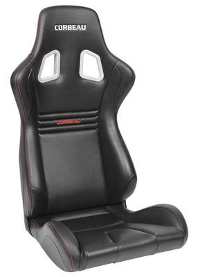 Corbeau Evolution X Fixed Back Racing Seat; Black and Carbon Vinyl with Red Stitching
