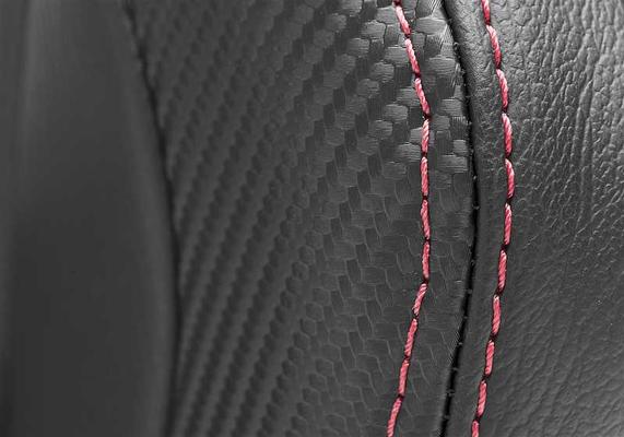 Corbeau Evolution X Fixed Back Racing Seat; Black and Carbon Vinyl with Red Stitching