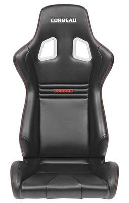 Corbeau Evolution X Fixed Back Racing Seat; Black and Carbon Vinyl with Red Stitching