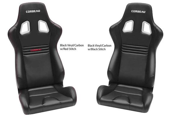 Corbeau Evolution X Fixed Back Racing Seat; Black and Carbon Vinyl with Black Stitching