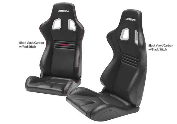 Corbeau Evolution X Fixed Back Racing Seat; Black and Carbon Vinyl with Black Stitching