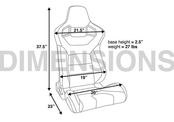 Corbeau Sportline RRS Reclining Racing Seat; Black Vinyl with White Diamond Stitch