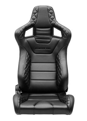 Corbeau Sportline RRS Reclining Racing Seat; Black Vinyl with Black Diamond Stitch