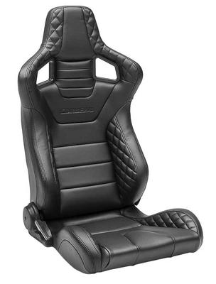 Corbeau Sportline RRS Reclining Racing Seat; Black Vinyl with Black Diamond Stitch