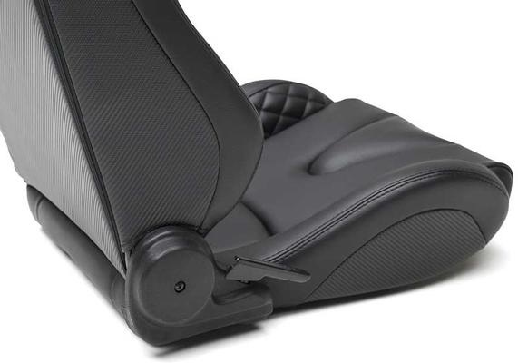 Corbeau Sportline RRS Reclining Racing Seat; Black Vinyl with Black Diamond Stitch