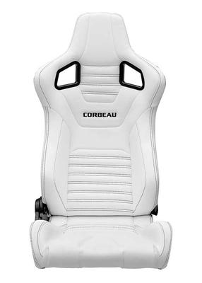 Corbeau Sportline RRS Reclining Racing Seat; White Vinyl with Black Stitch