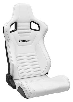 Corbeau Sportline RRS Reclining Racing Seat; White Vinyl with Black Stitch