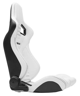 Corbeau Sportline RRS Reclining Racing Seat; White Vinyl with Black Stitch
