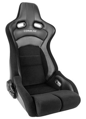 Corbeau Sportline RRB Reclining Racing Seat; Black Vinyl with Carbon Vinyl