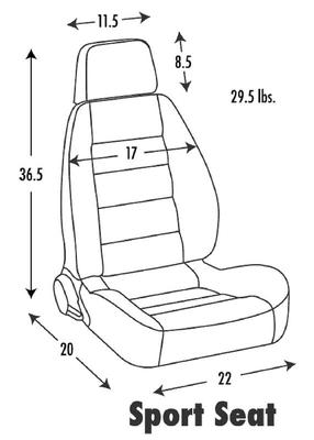 Corbeau Reclining Sport Seat; Black Cloth