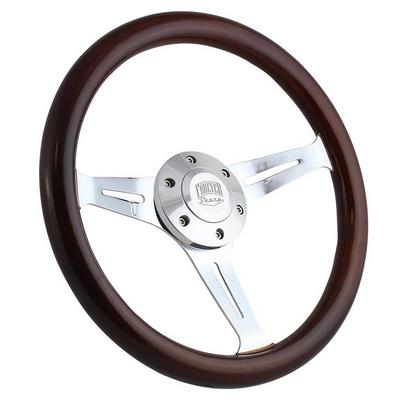 Forever Sharp 14 6 Bolt Empire Wood Wheel - Chrome Spokes with Dark Mahogany Wood