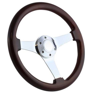 Forever Sharp 14 6 Bolt Arcade Wood Wheel - Chrome Spokes with Dark Mahogany Wood