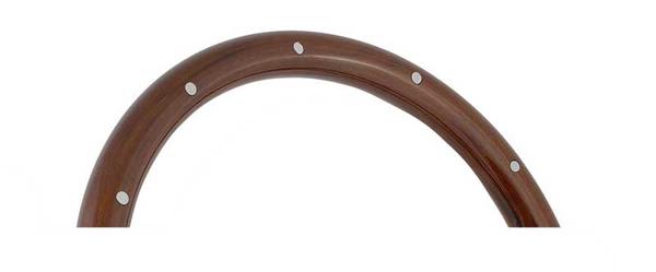 Forever Sharp 15 6 Bolt Empire Wood Wheel - Chrome Spokes - Dark Mahogany Wood with Aluminum Rivets
