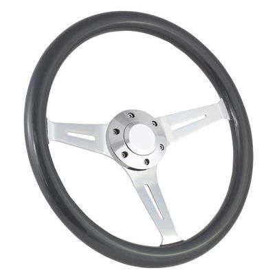 Forever Sharp 15 6 Bolt Empire Wood Wheel - Chrome Spokes with Gray Mahogany Wood