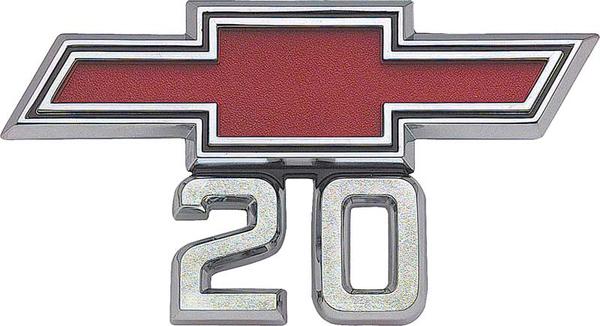 1967-68 Chevrolet Pickup, Suburban,1969-72 G20 Van; Bow Tie 20 Front Fender Emblem Set; Pair