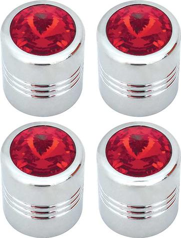 Red Deluxe Swarovski Diamond Style Valve Stem Cap Set