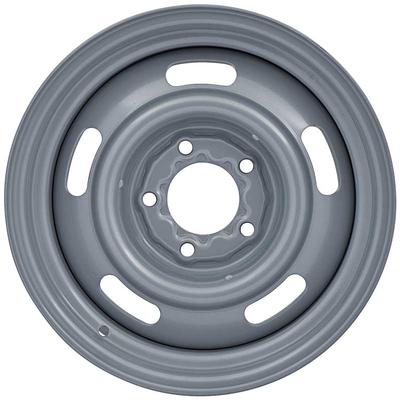 1967-81 Chevrolet; Rally Wheel; Silver Powder Coated; 15 x 7; 4-1/4 Back Space; 5 on 4-3/4 Bolt Pattern; Made in USA