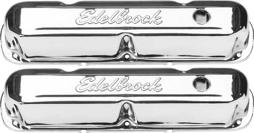 1965-76 Mopar Small Block Edelbrock Signature Series Tall Profile Chrome Valve Covers