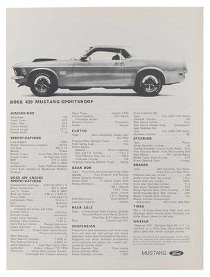 1970 Mustang Boss 429 Sales Brochure Folder