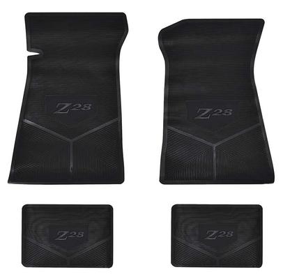 1970-74 Camaro Z28 Dark Saddle Custom Vintage 4 Piece Floor Mats Set With Camaro Z28 Logo