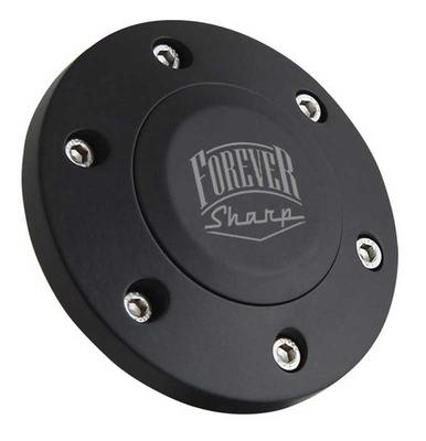 Forever Sharp Horn Button Cap; For 6 Bolt Wheels; With Forever Sharp Logo; Black