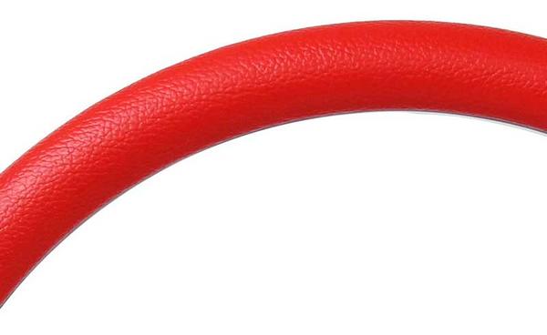 Forever Sharp 14 Polished Billet Muscle 5 Bolt Steering Wheel with Red Vinyl Half Wrap