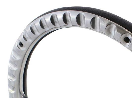 Forever Sharp 14 Polished Billet Muscle 5 Bolt Steering Wheel with Red Vinyl Half Wrap