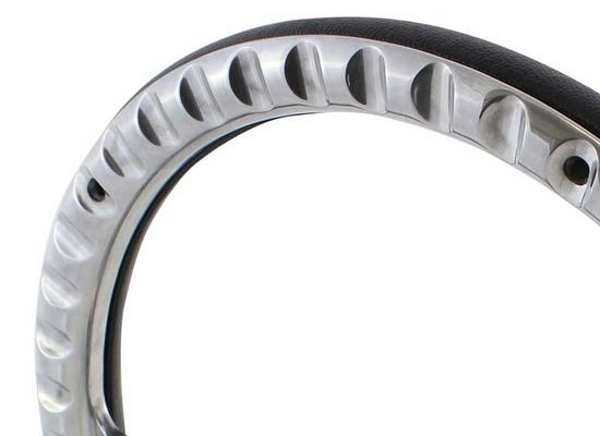 Forever Sharp 14 Polished Billet Muscle 5 Bolt Steering Wheel with Royal Blue Vinyl Half Wrap