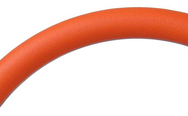 Forever Sharp 14 Polished Billet Muscle 5 Bolt Steering Wheel with Orange Vinyl Half Wrap