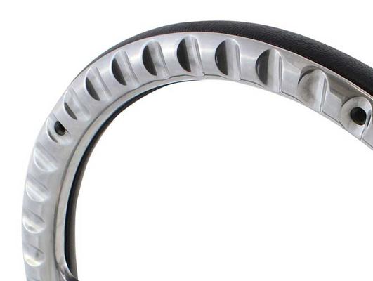 Forever Sharp 14 Polished Billet Muscle 5 Bolt Steering Wheel with Orange Vinyl Half Wrap
