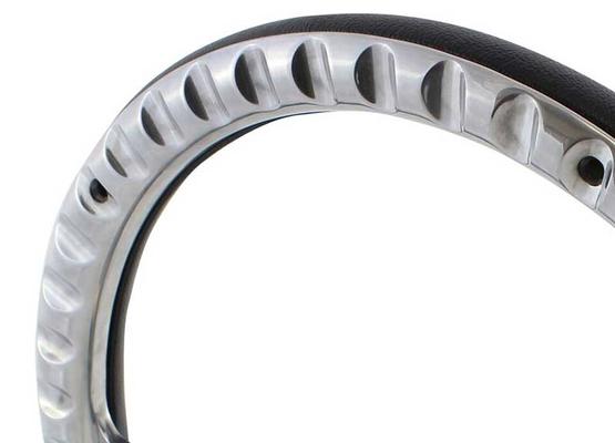 Forever Sharp 14 Polished Billet Muscle 5 Bolt Steering Wheel with Burlwood Hydrographic Half Wrap