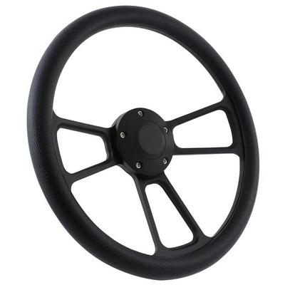 Forever Sharp 14 Black Billet Muscle 5 Bolt Steering Wheel with Orange Vinyl Half Wrap
