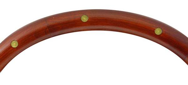 Forever Sharp 14 Polished Muscle 5 Bolt Steering Wheel with Mahogany Wood Half Wrap & Brass Rivets