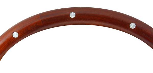 Forever Sharp 14 Polished Muscle 5 Bolt Steering Wheel w/Mahogany Wood Half Wrap & Aluminum Rivets