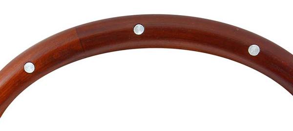 Forever Sharp 14 Matte Black Muscle Wheel - 5 Bolt w/Mahogany Wood Half Wrap & Aluminum Rivets