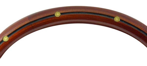 Forever Sharp 14 Matte Blk Muscle Wheel 5 Bolt w/Mahogany Wood Half Wrap, Center Burn, Brass Rivets