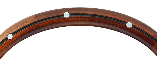 Forever Sharp 14 Matte Blk Muscle Wheel 5 Bolt w/Mahogany Wood Half Wrap, Center Burn, Alum. Rivets
