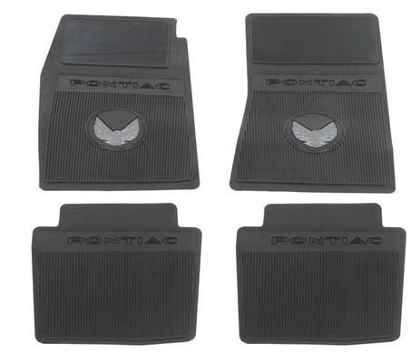 1970-72 Pontiac Trans Am; Rubber Floor Mat Set; Black; 4 Piece Set