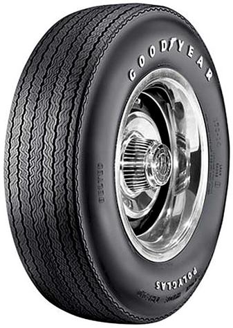 F70/14 Goodyear 2/2 Polyglas Tire With Custom Wide Tread And Raised White Letters Except Tire Size