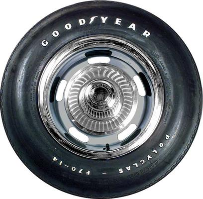 F70/14 Goodyear 2/2 Polyglas Tire with Custom Wide Tread and Raised White Letters