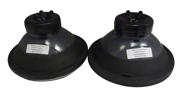 Redline 7 Round White Diamond Headlamps w/out Halo - w/Blue H4 Halogen Bulbs