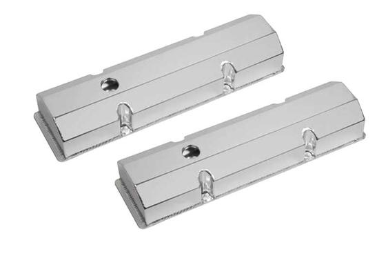 1958-86 Chevrolet; 283-400; Sniper; Fabricated Aluminum Valve Covers; Flat Top With Natural Finish