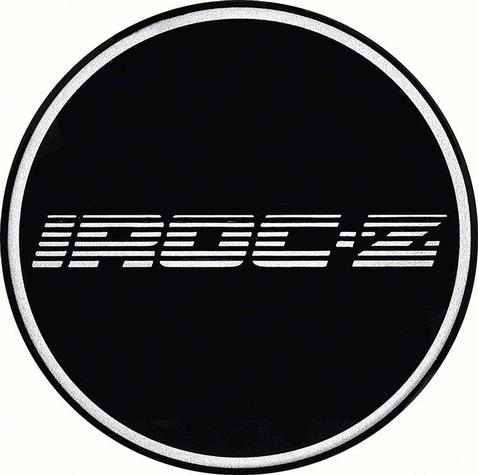 2-1/8 GTA Wheel Center Cap Emblem with Chrome IROC-Z Logo and Black Background