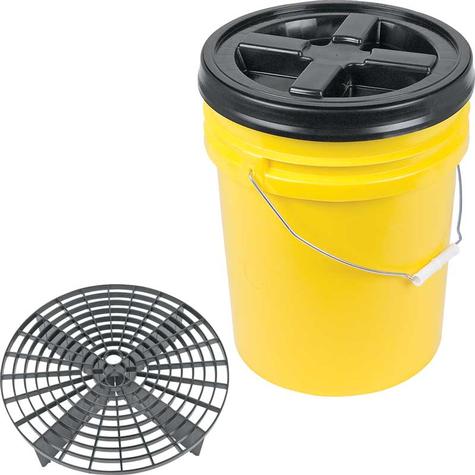 OER® Authorized Grit Guard Basic Wash System 5 Gallon Yellow Pail with Black Lid