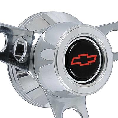 1957-72 GT Classic Foam Steering Wheel Kit; Polished Hub with High Rise Red Bow Tie Horn Button
