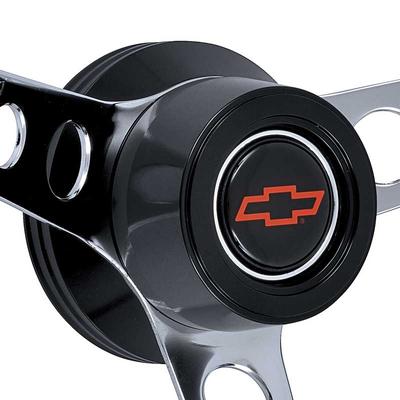 1957-69 GT Classic Foam Steering Wheel Kit; Black Hub with Red Bow Tie Hi-Rise Horn Button