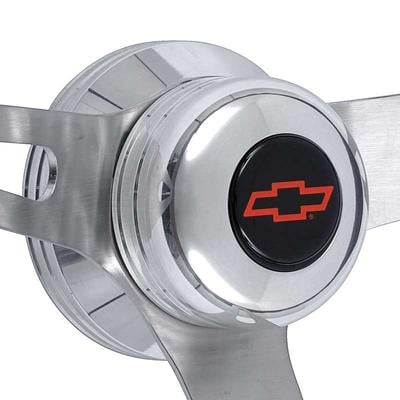 1957-72 GT Retro Steering Wheel Kit, Light Wood, Polished Hub and Red Bow Tie Standard Horn Cap