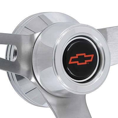 1957-72 GT Retro Light Wood Steering Wheel Kit - Polished Hub with High Rise Red Bow Tie Horn Cap