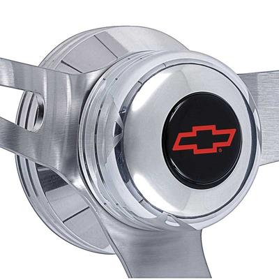 1957-69 GT Retro Steering Wheel Kit - Dark Wood with Polished Hub and Red Bow Tie Standard Horn Cap