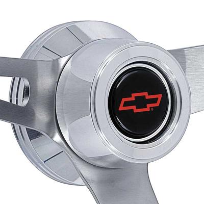 1957-69 GT Retro Steering Wheel Kit - Dark Wood Polished Hub with High Rise Red Bow Tie Horn Cap